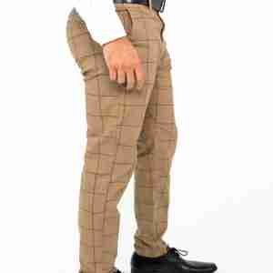 Men's Plaid Slim Fit Chino Flat-Front Pants