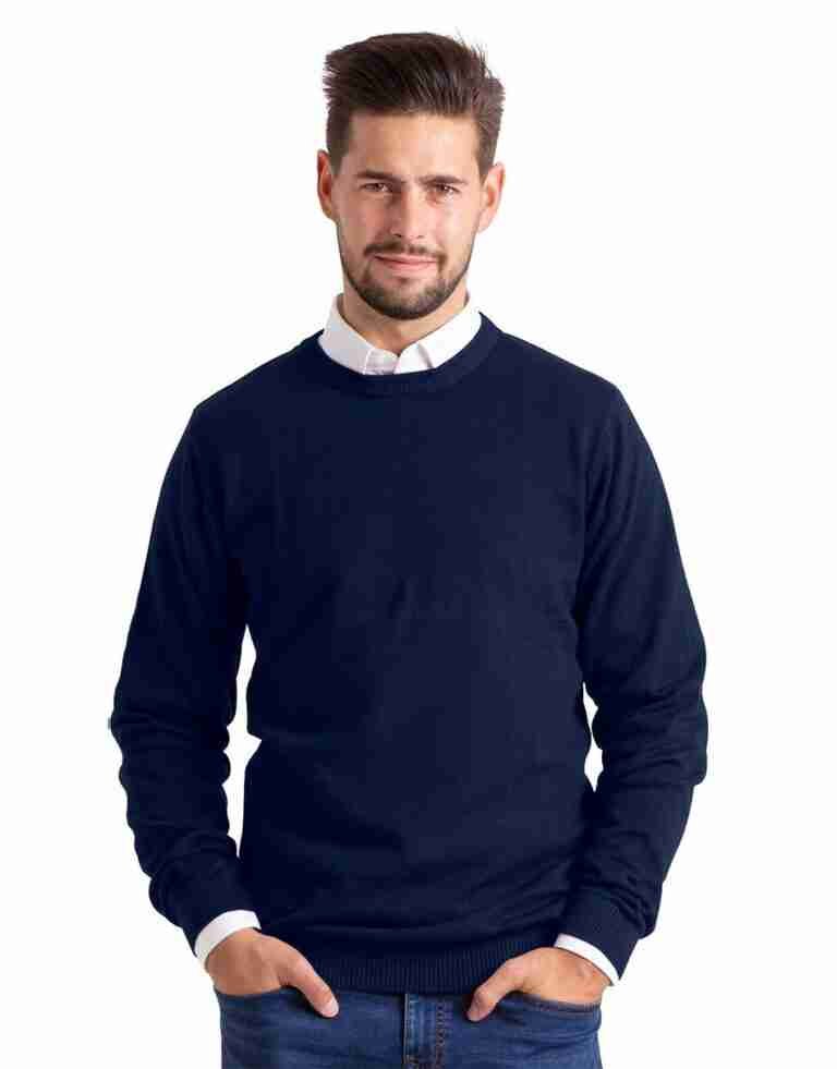 Mens-Round-Neck-Slim-Fit-Sweater-Navy-1