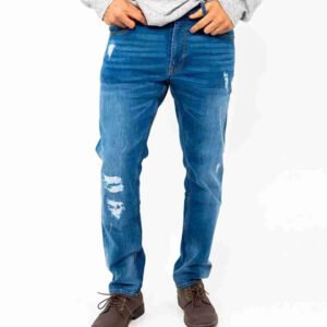 Men's Slim Fit Ripped & Repaired Stretch Denim Pant
