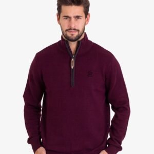 Men's Turtle Neck Half Zip Long Sleeves Classic Cotton Sweater
